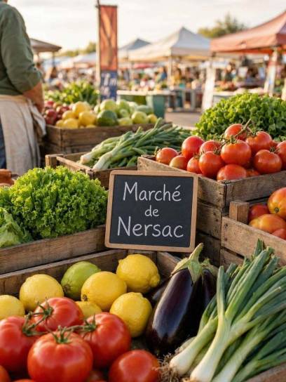 Affiche pour le marché de Nersac, Charente, Nouvelle-Aquitaine, France.
