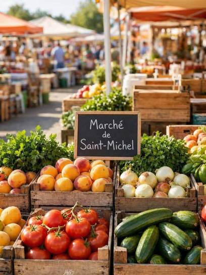 Affiche pour le marché de Saint-Michel, Charente, Nouvelle-Aquitaine, France.