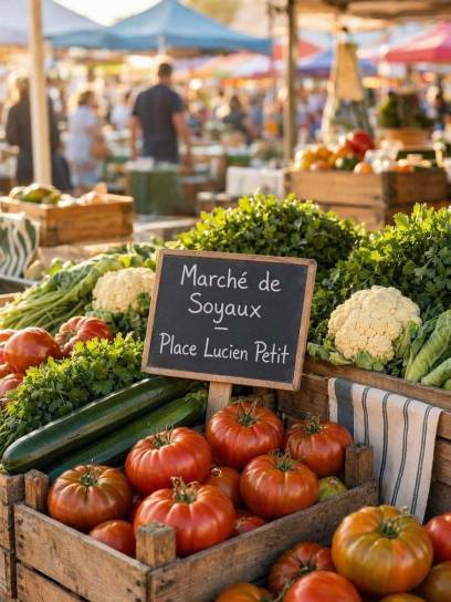 Affiche pour le marché de Soyaux - Place Lucien Petit, Charente, Nouvelle-Aquitaine, France.