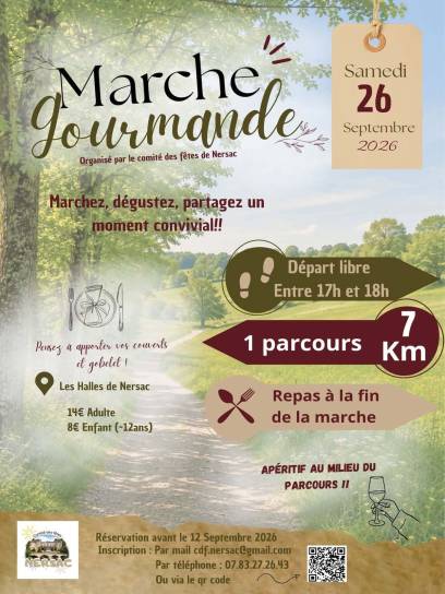 Affiche Marche Gourmande à Nersac, Charente, Nouvelle-Aquitaine, France.