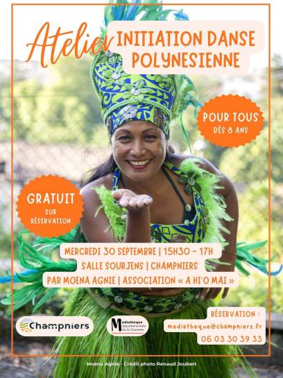 Affiche Atelier d'initiation à la danse polynésienne - Ori Tahiti - Champniers, Charente, Nouvelle-Aquitaine, France.