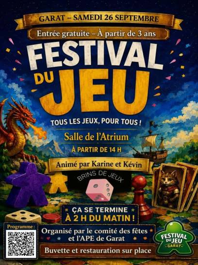 Affiche Festival du jeu - Garat, Charente, Nouvelle-Aquitaine, France.