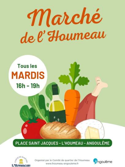 Affiche pour le marché d'Angoulême - L'Houmeau, Charente, Nouvelle-Aquitaine, France.