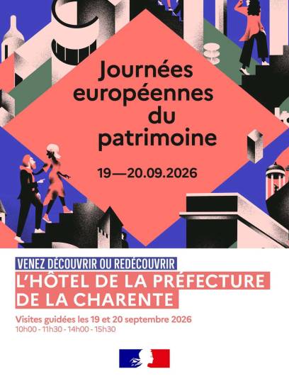 Affiche Visites guidées de la préfecture - Angoulême, Charente, Nouvelle-Aquitaine, France.